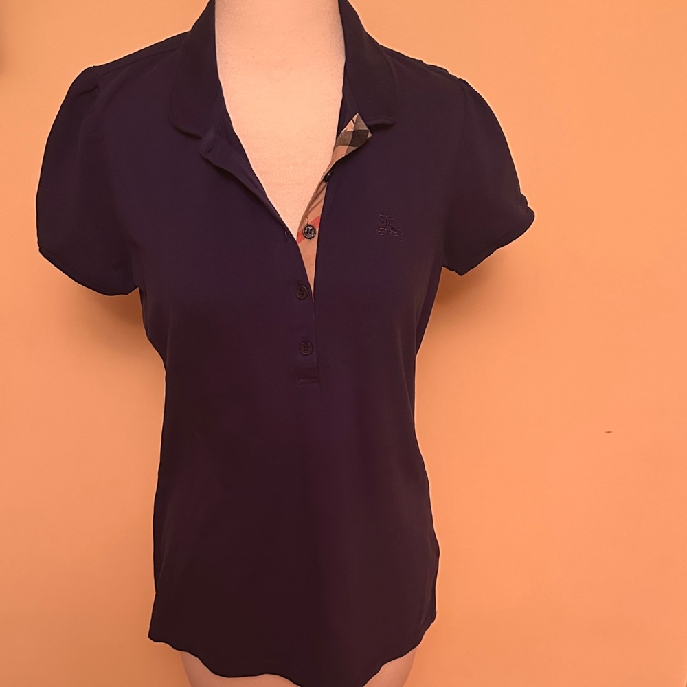 Burberry Purple Button Down Polo